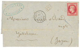 "LIGNE V To JAPAN" : 1868 FRANCE 80c Canc. ANCHOR + LIGNE V PAQ FR N°3 On Cover From MARSEILLE To YOKOHAMA. Scarce. - Otros & Sin Clasificación
