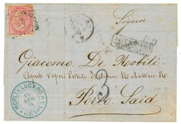 1874 ITALY 40c On Cover From TORINO To PORT-SAID. Recto, "3" Tax Marking. Scarce. Vvf. - Altri & Non Classificati