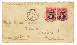 "CHILE To NEW ZEALAND" : 1890 5 On 30c(x2) Canc. CORONEL On Envelope To DUNEDIN NEW ZEALAND. Vf. - Cile