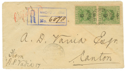 1903 Pair 6a On 10R "CROWN" Canc. MACAO On REGISTERED Envelope To CANTON CHINA. RARE. Vvf. - Sonstige & Ohne Zuordnung