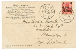 CHINA RUSSIAN PO To NEW ZEALAND : 1907 GERMAN CHINA 4c On 10pf Canc. Russian Cachet PEKING On Card To NEW ZEALAND. Exhib - Autres & Non Classés