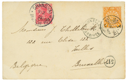 1901 GERMAN CHINA 10of Canc. SHANGHAI + CHINA 1c On Card(illustrated In Color) To BELGIUM. Vvf. - Sonstige & Ohne Zuordnung