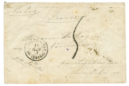 CHINA - FRENCH EXPEDITION : 1861 CORPS EXP. CHINE Bau CENTRAL + "5" Tax Marking(scarce) On Envelope Via SUEZ To FRANCE. - Autres & Non Classés