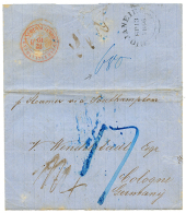 1856 "17" Blue Tax Marking + Verso British Cds RIO DE JANEIRO + SEE BRIEF PER ENGLAND UND AACHEN In Red On Entire Letter - Other & Unclassified