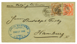 1896 2c+ 10c Canc. AMBULANCIA ENTRE ORURO UYUNI BOLIVIA On Envelope To HAMBURG. Vvf. - Bolivia