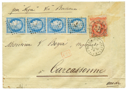 1875 ARGENTINE 5 Canc. BUENOS-AIRES + FRANCE 25c CERES Strip Of 4 Canc. ANCHOR + BUENOS-AYRES PAQ FR J N°1 On Envelo - Sonstige & Ohne Zuordnung