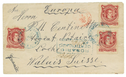 1890 ARGENTINA 8c(x3) On REGISTERED Envelope From ROSARIO To LOCHE SWITZERLAND. Vf. - Other & Unclassified