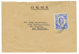 1914 2 1/2d Canc. TONGA On "OHMS" Envelope To NEW ZEALAND. Vvf. - Autres & Non Classés