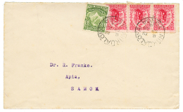 TONGA : 1908 NEW ZEALAND 1d(x3)+ 1/2d Canc. NUKUALOFA TONGA On Envelope To APIA SAMOA. Vvf. - Autres & Non Classés