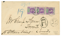 SEYCHELLES - Code 5 : 1903 30c(x3) Canc. Rare Cachet SEYCHELLES 5 On REGISTERED Envelope To TORONTO (CANADA). Scarce. Vv - Other & Unclassified