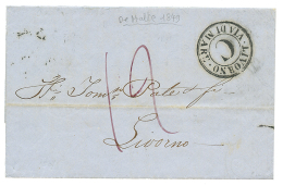 1849 Italian Entry Mark LIVORNOVIA DI MARE On Entire Letter From MALTA To LIVORNO. Scarce. Superb. - Other & Unclassified