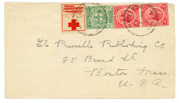 JAMAICA - RED CROSS : 1916 1/2d + 1d(x2) + RED-CROSS AIRMAIL Label Canc. HAMILTON To USA. Vf. - Other & Unclassified