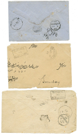 PERSIA - BUSHIRE : 1866-73 3 Covers(faults) With Boxed BUSHIRE/PO/BE 1 ANNA To BOMBAY. One Cover With 1 ANNA Overprint 2 - Other & Unclassified