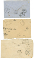 PERSIA - BUSHIRE : 1866-73 3 Covers(faults) With Boxed BUSHIRE/PO/BE 1 ANNA To BOMBAY. One Cover With 1 ANNA Overprint 2 - Altri & Non Classificati