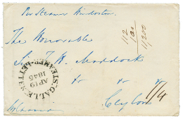INDIA : Rare MADRAS SHIP LETTER/Free In Red On Reverse Of Envelope With Full Text To CEYLON. Recto, GALLE STEAMER LETTER - Other & Unclassified