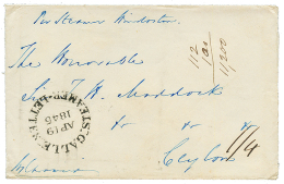 INDIA : Rare MADRAS SHIP LETTER/Free In Red On Reverse Of Envelope With Full Text To CEYLON. Recto, GALLE STEAMER LETTER - Autres & Non Classés