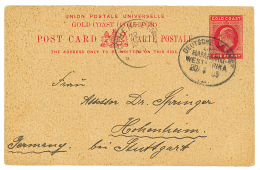 1905 P./Stat 1d Canc. DEUTSCHE SEPOST LINIE HAMBURG WEST AFRIKA, From ACCRA To GERMANY. Vvf. - Altri & Non Classificati