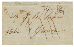 "CAPE COAST CASTLE To ITALY" : 1859 Tax Marking On Entire Letter From CAPE COAST CASTLE" To GENOVA. Verso, LIVERPOOL SHI - Sonstige & Ohne Zuordnung