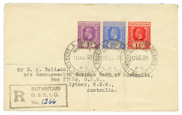 GILBERT : 1938 1d+ 1 1/2d+ 2 1/2d On REGISTERED Envelope From BUTARITARI To AUSTRALIA. Vvf. - Altri & Non Classificati