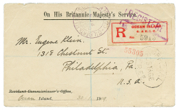 1919 Registrered Label OCEAN ISLAND G & E.I.C + GILBERT & ELLICE + OFFICIAL/POSTAGE/FREE On REGISTERED Envelope - Altri & Non Classificati