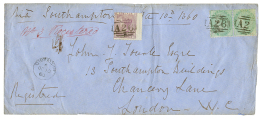 1860 6d + 1 SHILLING(x2) Canc. A26 + GIBRALTAR + "REGISTERED" On Envelope To LONDON. RARE. Vf. - Other & Unclassified