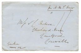 1850 "1/" Tax Marking + "Per H.M.S DOVER" On Envelope With Full Text Datelined "BATHURST RIVER GAMBIA" To GREAT BRITAIN. - Other & Unclassified