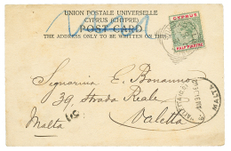 1902 1/2P Canc. LIMASSOL CYPRUS On Card To VALETTA MALTA. Vvf. - Other & Unclassified