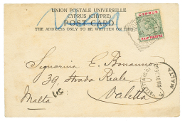 1902 1/2P Canc. LIMASSOL CYPRUS On Card To VALETTA MALTA. Vvf. - Otros & Sin Clasificación