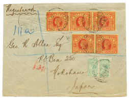 VICTORIA To JAPAN : 1902 1/2c(x2) + 1 1/2(x5) On REGISTERED Envelope To YOKOHAMA (JAPAN). TB. - Other & Unclassified