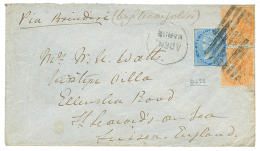 1880 INDIA 1/2a + 2a(x2) Canc. B-22 + ADEN On Envelope Via BRINDISI To ENGLAND. Vf. - Other & Unclassified