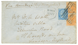 1880 INDIA 1/2a + 2a(x2) Canc. B-22 + ADEN On Envelope Via BRINDISI To ENGLAND. Vf. - Altri & Non Classificati