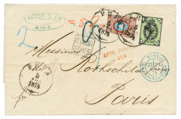 1871 RUSSIA 3k+ 10k(defective) + "9" Tax Marking + AFFR INSUFF On Cover From RIGA To FRANCE. Vf. - Other & Unclassified