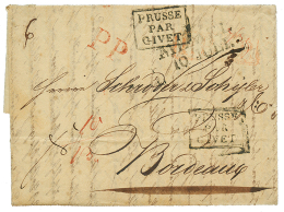 1821 MEMEL + P.P + PRUSSE PAR GIVET On Entire Letter From RIGA To FRANCE. Vf. - Other & Unclassified