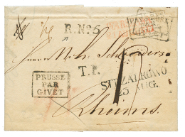 1823 R.N°5 + STRZALKOWO + WARSZAVA + PRUSSE PAR GIVET On Entire Letter From VARSOVIE To FRANCE. Vf. - Other & Unclassified
