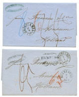 1859/64 2 Superb Entire Letter From CHRISTIANIA Via SVINESUND & HAMBURG To HOLLAND. Vvf. - Autres & Non Classés