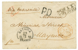 1867 BATAVIA + PD + Boxed FRANK/T.T/BELG. On Envelope From BATAVIA To GERMANY. RARE. Superb. - Other & Unclassified