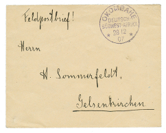 "OKOMBAHE" : 1907 OKOMBAHE + "FELDPOSTBRIEF" On Envelope To GERMANY. Superb. - Sonstige & Ohne Zuordnung