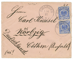 "OUTJO Precursor" : 1897 VORLAUFER 20pf(x2) Canc. OMARURU On Envelope From OUTJO To GERMANY. The Post Office Of OUTJO Wa - Sonstige & Ohne Zuordnung