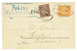 1901 CHINA 1/2c + 1c Canc. PEKING + Boxed PEKING KAISERPALAST In Blue On Card. RARE. Vf. - Sonstige & Ohne Zuordnung