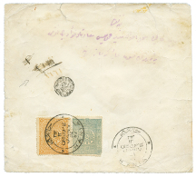 1897 TURKEY 1P + 2P Canc. HANIA + Negativ REGISTERED Cachet On REGISTERED Envelope. Scarce. Vf. - Crete