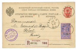 1894 RUSSIA P./Stat 4k + BELGIUM 25c Canc. ANVERS Sent REGISTERED From ANVERS To REVAL. Superb. - Otros & Sin Clasificación