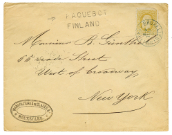 1882 25c(small Fault) Canc. BRUXELLES + PAQUEBOT FINLAND On Envelope To NEW YORK(USA). Vvf. - Autres & Non Classés