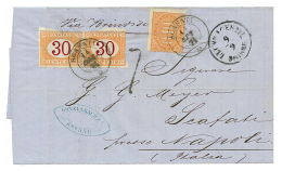 SMYRNE : 1871 LLOYD AGENCIE SMIRNE + ITALY 0,10+ 30c(x2) POSTAGE DUE On Cover To SCAFATI. Vf. - Other & Unclassified