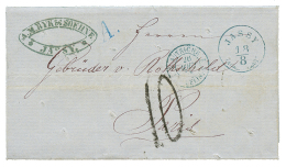 1858 JASSY + A. + "10" Tax Marking + AUTRICHE 2 ERQUELINES On Entire Letter To FRANCE. Superb. - Other & Unclassified