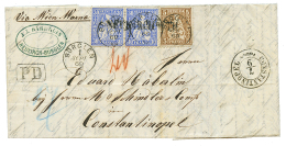 1869 SWITZERLAND 5c(small Fault) + 30c(x2) Canc. BURGLEN On Entire Letter To CONSTANTINOPLE. Verso, Superb Austrian Cach - Sonstige & Ohne Zuordnung