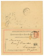 BEIRUT - MOBIL BOX : 1894 P./Stat 20p(+ Reply Unused) Canc. BEIRUT + Very Rare Cachet MB (small Type) To LARNACA CYPRUS. - Other & Unclassified