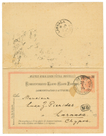 BEIRUT - MOBIL BOX : 1894 P./Stat 20p(+ Reply Unused) Canc. BEIRUT + Very Rare Cachet MB (small Type) To LARNACA CYPRUS. - Autres & Non Classés