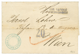 1866 COL. VAPORE D'ALESSANDRIA + "20" Tax Marking In Blue On Entire Letter To WIEN. Superb. - Other & Unclassified