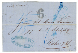 1860 "6" Tax Marking + ALEXANDRIEN On Entire Letter To GERMANY. SCarce. Vf. - Other & Unclassified