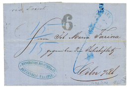 1860 "6" Tax Marking + ALEXANDRIEN On Entire Letter To GERMANY. SCarce. Vf. - Autres & Non Classés